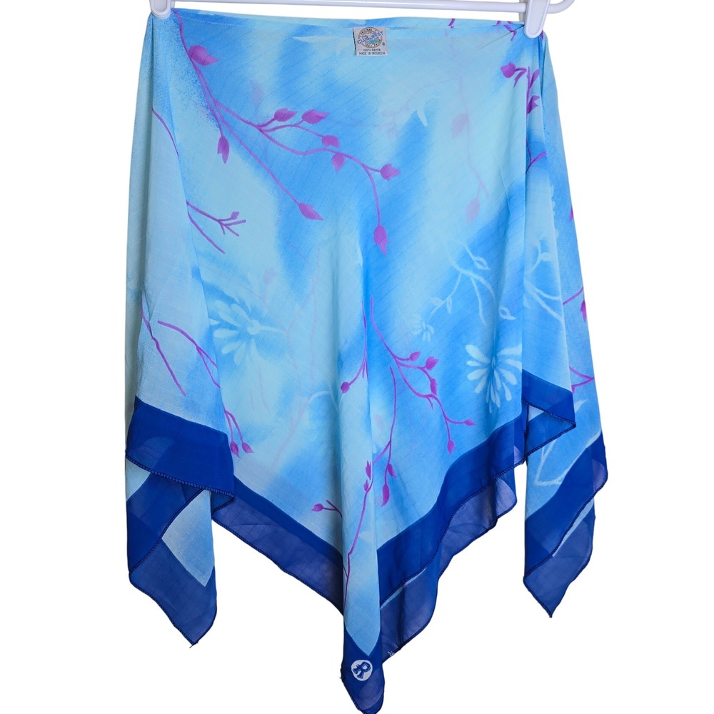 Club West Rayon Cover Up‎ Royal Blue Floral Tank Tube Tob Swim Suit Translucent
